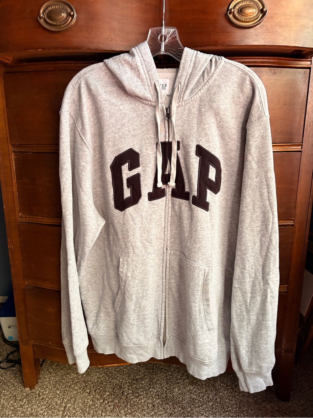 GAP Light Gray Full-Zip Hoodie with Dark Logo